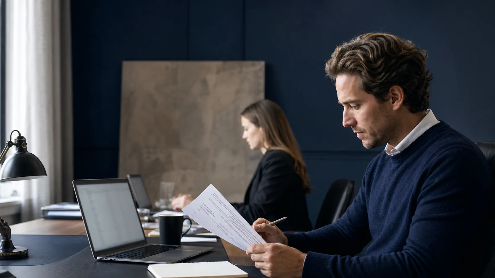 Un spécialiste pilote un flux de sourcing et de qualification B2B dans un environnement de travail.